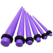 1 Pair Straight Purple Acrylic Tapers Piercings Gauges Ear Plugs Stretchers 6g