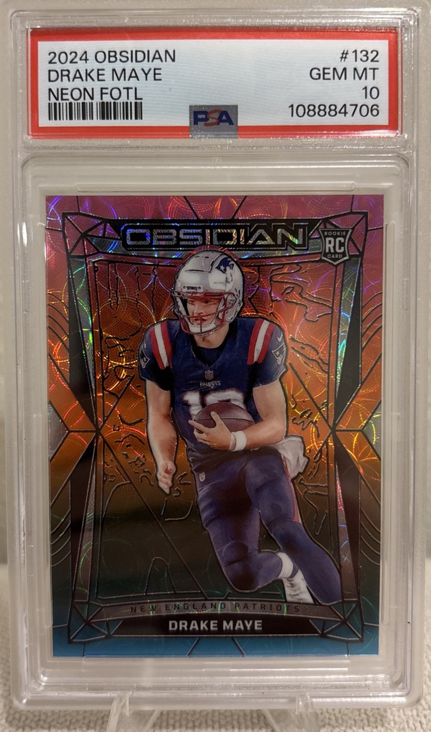 Drake Maye Panini Obsidian #132 Neon Fotl