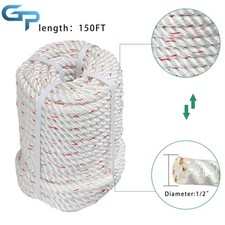 5850Lbs Double Braid Polyester Arborist Bull Rope 1/2" 150' Pulling Rigging Line