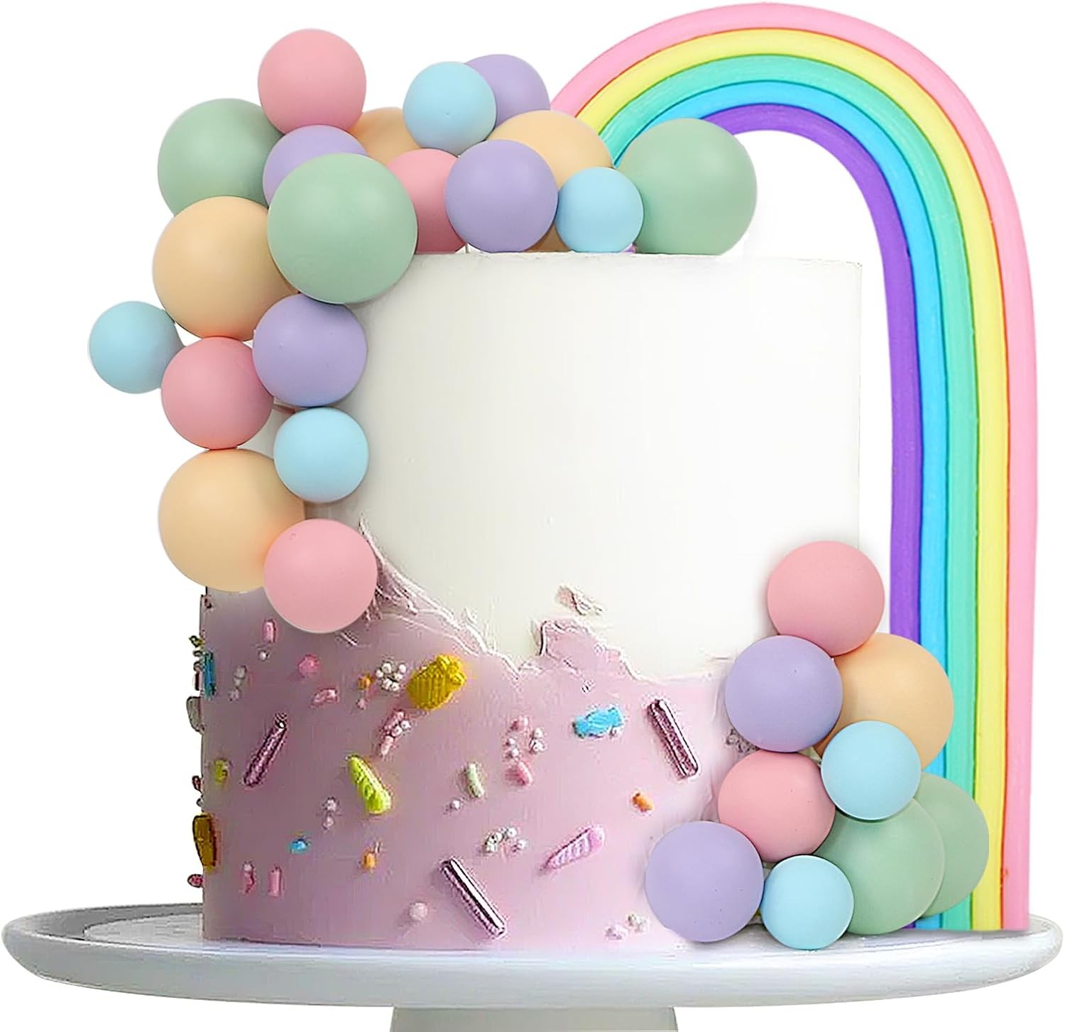 LARDUX 26 PCS Ball Cake Toppers - Mini Balloon Balls Pastel Rainbow DIY Baking