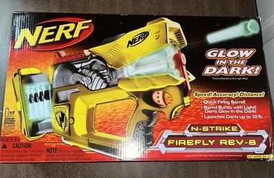 Nerf Firefly Rev-8 Dart Blaster, Glow In  Dark N-Strike Gun Kids Toy Original