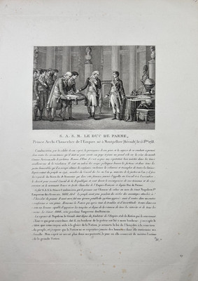 Jean-Jacques-Régis de Cambacérès, Duke of Parma. Engraving, Paris, circa 1810