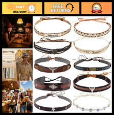 10 PCS Leather Cowboy Hat Bands - Western Fedora Panama Hat Belts, Multicolor Co