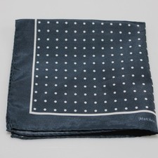 Marchesi di Como NWOT Silk / Linen Blend Pocket Square In Blue with White Dots
