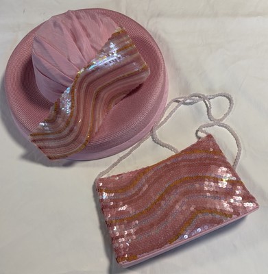WHITTALL & SHON LUXURY HAT PINK VINTAGE WHITTALL & SHON Pink Beaded Pearls Women\ main image 2