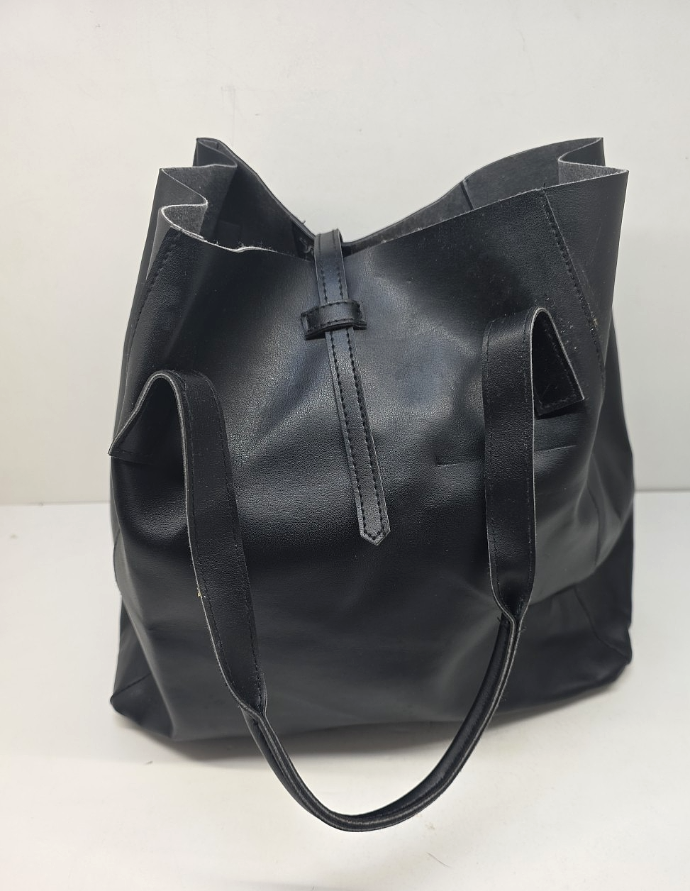 Saks Fifth Avenue Pleather Shoulder Bag Black