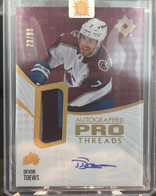 2023-24 Ultimate Collection Devon Toews Autographed Pro Threads Patch Auto /99