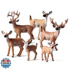 6 Pack Forest Animal Deer Figures Toy, Woodland Animal Figurine P