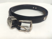 Vintage Belt Top Grain Oil Tan Leather Sliver Tone Hardware Mens Sz 42