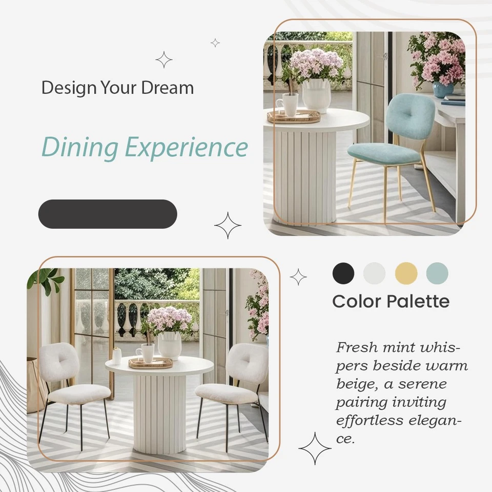 Moderno juego de comedor para 4 personas: mesa de bambú y MDF con sillas de tela para cocina Foto 4 de 4