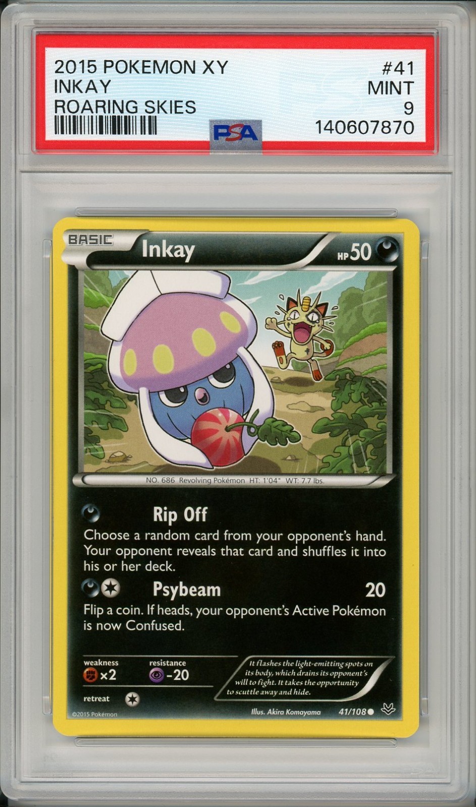 2015 Pokemon XY Roaring Skies Inkay #41 PSA 9