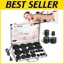 Basalt Hot Rocks Massage Stone Kit - Pain Relief Spa Therapy