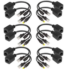 Passive PoE Injector Splitter Kit 5.5x2.1mm DC RJ45 Connector 6 PAIRS