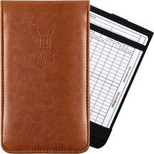 Leather Yardage Book Cover, Leather Golf Scorecard Holder - Brown