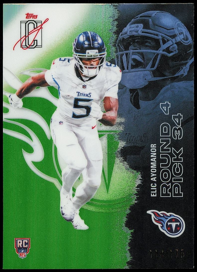 2025 Topps Signature Class Lime Green Elic Ayomanor RC 114/175 Tennessee Titans