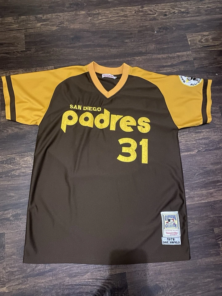 Camiseta deportiva vintage Mitchell Ness auténtica 1978 Dave Winfield Padres de San Diego 2XL Foto 3 de 4