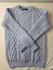 Ireland's Eye 100 Virgin Wool Honeycomb Stitch Men Aran Sweater NWOT