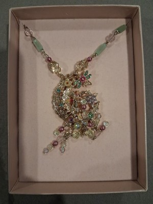 Kirks Folley Crescent Moon Cherub Star Dragonfly Vintage Gold Necklace
