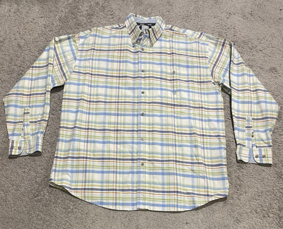 Wrangler 20X Long Sleeve Button Down Shirt Colorful Plaid Embroidered Men s 2XL