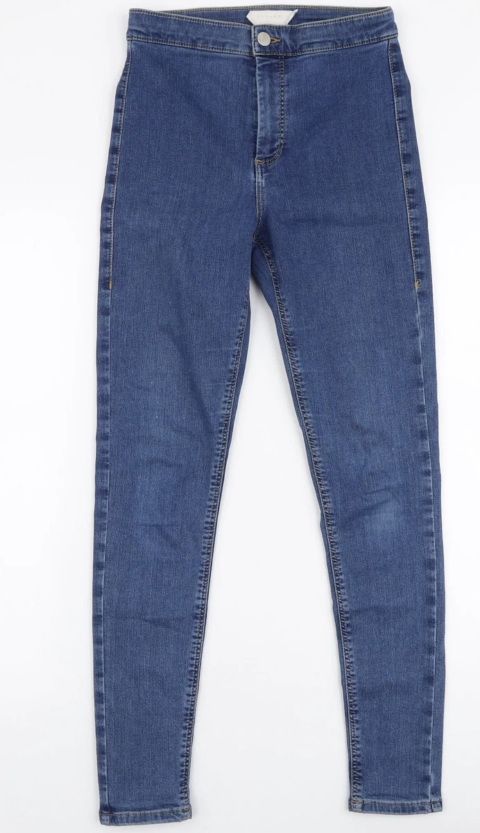 Haut Femme Topshop En Jean Bleu - Taille 10 UK - Manches Courtes - Occasion