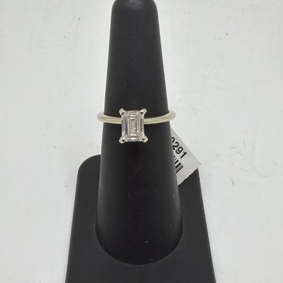 GIA 1.01 ct  Emerald Cut Diamond Solitaire 14k White Gold Ring L, VS1, 5.35 Ring