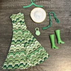 Vintage Barbie Clone Lot of Fashion Doll Clothes -  Green Jumpsuit w Accessories