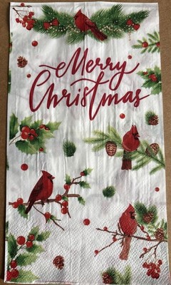 2- Christmas Cardinal Dinner Size Paper Napkins For Crafts/Decoupage