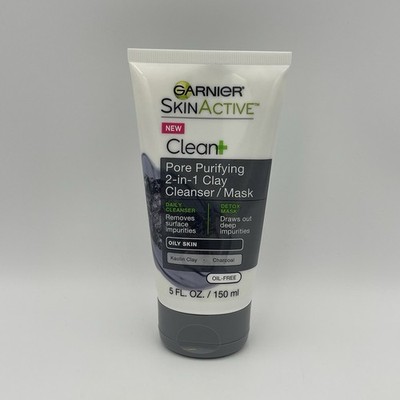 Garnier SkinActive Pore Purifying 2-in-1 Clay Cleanser/Mask   5 Fl Oz/150ml NEW