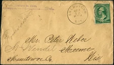 1888 Sheboygan to St Wendel WI Cover Forwarded Meeme Manitowoc Joseph End Mercha