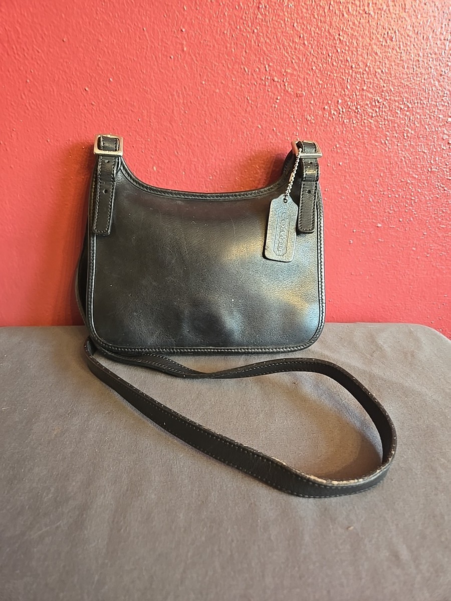 Vintage Coach Black Leather 9142 Slim Saddlebag Purse | eBay