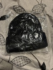 Black Acrylic Knit Beanie Winter Hat Unisex Adults One Size Solid Classic