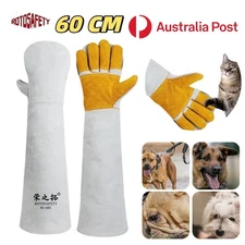 ROTOSAFETY Pet Animal Training Gloves Anti-Bite Scratch Cowhide Cat Dog Bird AU