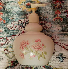 Pink Floral Refillable Plastic Soap Dispenser Pump, Freestanding Bathroom