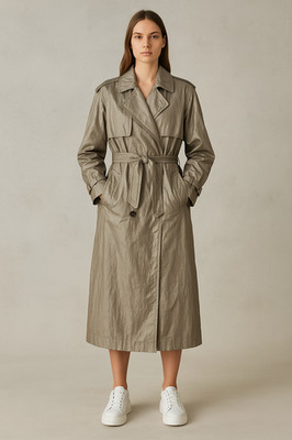 Vintage Kemper Trenchcoat Sportlich   Greige Metallic   Oversize 38 42   80s/90s