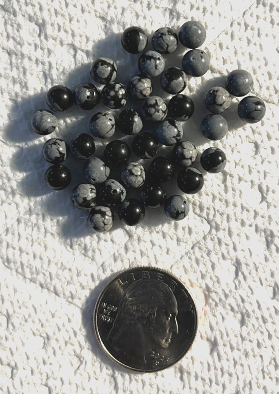 6mm Snowflake Obsidian Beads - Qty is 38 Loose Beads