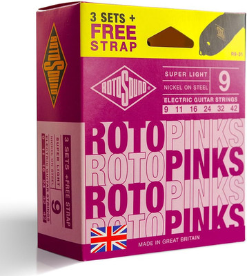 Rotosound R9-31 Saiten für E-Gitarre mit Gurt (3er-Pack)