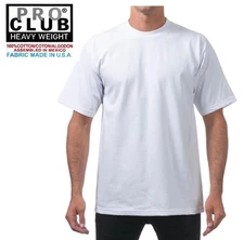 PROCLUB Cotton Men's Heavyweight Short Sleeve T Shirt White Regular Size M
