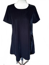 Fat Face Copper Black Simone Velvet Short Sleeve Evening Shift Dress UK 8