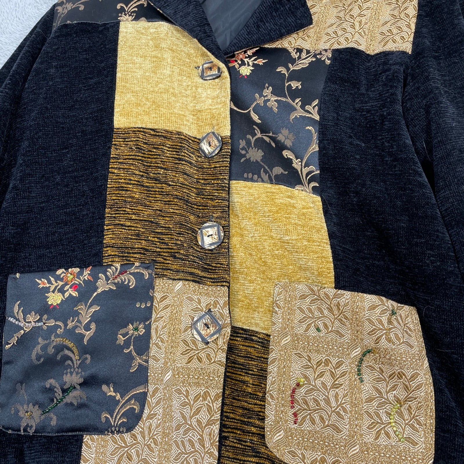 Indigo Moon Patchwork Jacket Womens Medium Black … - image 5