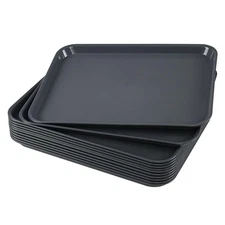 12 Packs Plastic Rectangular Serving Trays, Plastic Non-Slip Cafeteria Trays,...