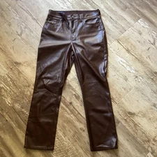 Gap High Rise Vegan Leather Vintage Pants Espresso Brown Women’s 4/27S