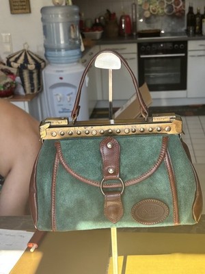 Leather and Suede Green and Brown Doctor Bag - #67 