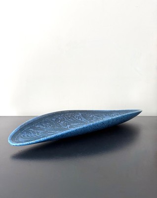 Mexican Blue Ceramic ''Canoe'' Dish  by Master Ceramicist, Felix Tissot c.1950