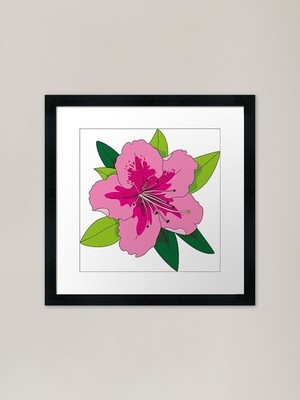 Azalee rosa Blume mit grünem Blatt gerahmtes Wandbild Poster Leinwanddruck Bild