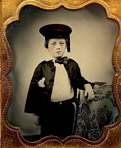 1/6th Plate Ambrotype - Handsome Young Boy - By Issac Rehn - Full Union Case