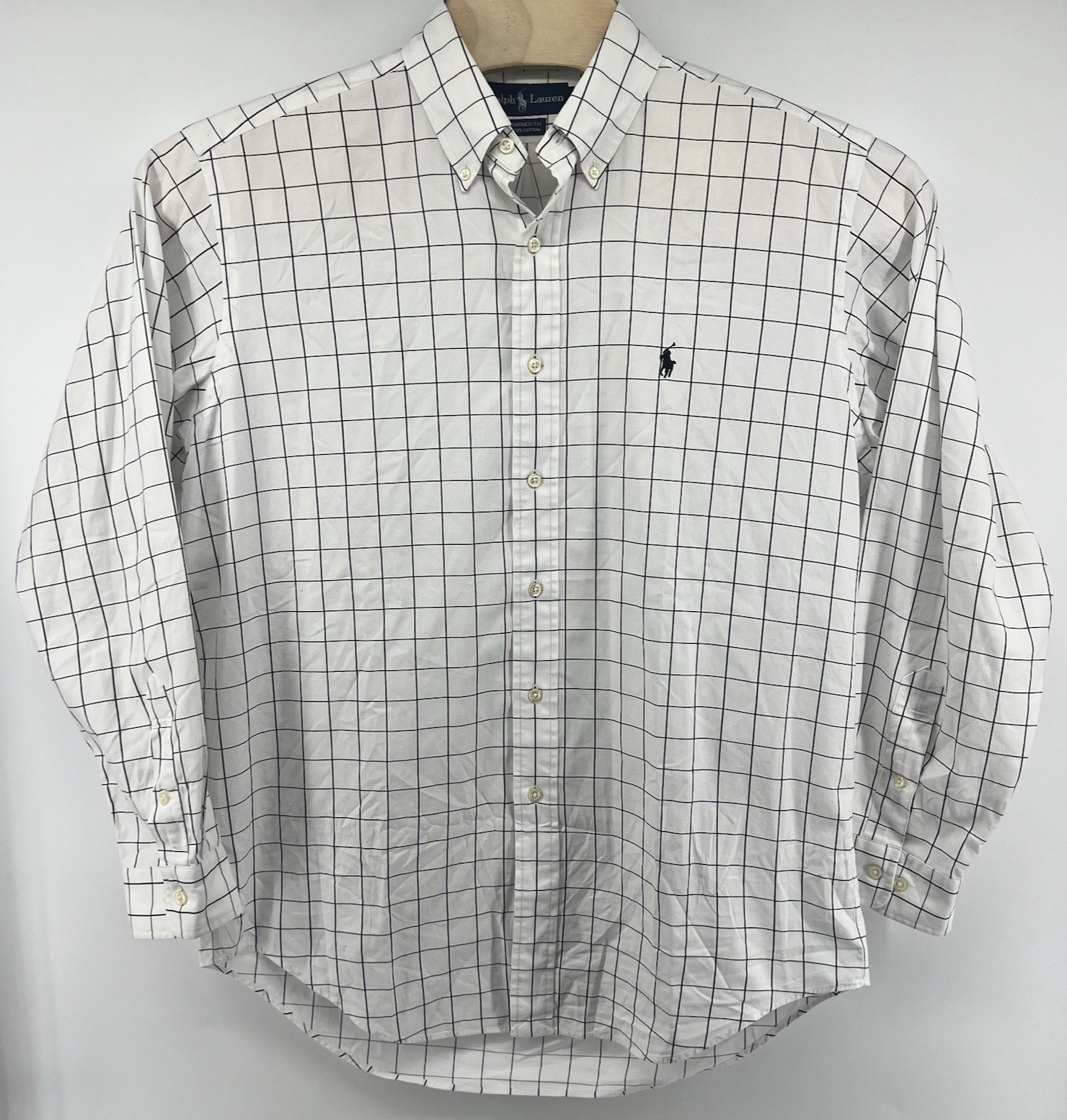 Ralph Lauren Yarmouth Button Down Shirt 16 34/35 Black White Check *See Meas* thumbnail 2