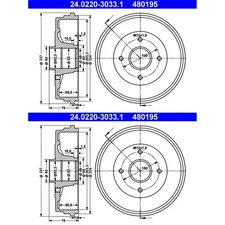 2X ATE 203mm BREMSTROMMELN HINTEN PASSEND FÜR NISSAN MICRA NOTE RENAULT CLIO