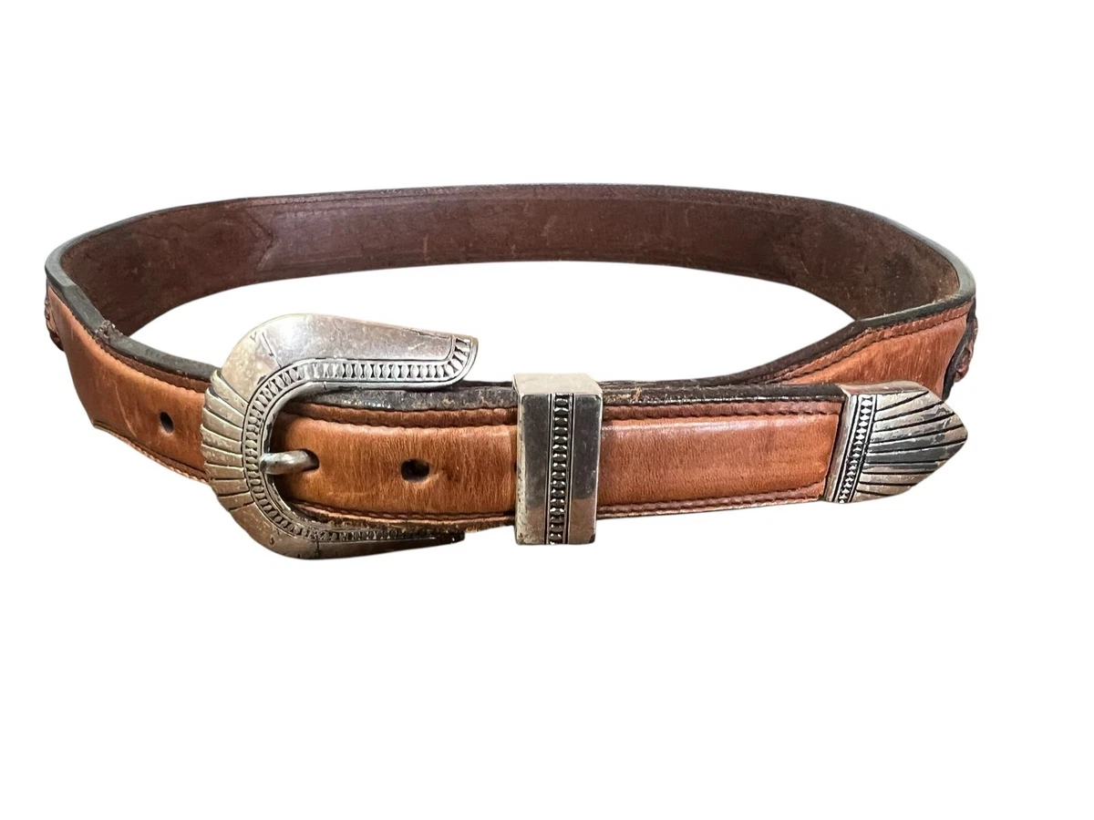 Vintage 90\'s Western Sun Burst and Woven Leather Belt Brown The Limited Brown Original 1990s Vintage Belts for sale | eBay main image 3