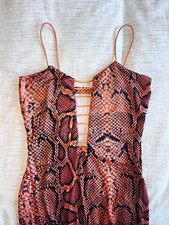 Fashion Nova Snake Print Bodycon Mini Dress Pink/Black Strappy Spaghetti XS