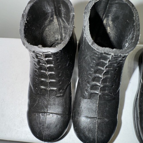 Vintage Action Man Palitoy Hasbro Original 2 Pairs Short Black Boots Dish Sole A - Picture 4 of 9